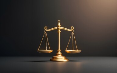 Elegant minimalist image of golden balance scale symbolizing justice and equality. International Day of Neutrality. High quality