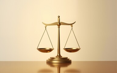Elegant minimalist image of golden balance scale symbolizing justice and equality. International Day of Neutrality. High quality