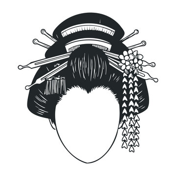 Traditional japanese geisha hair accessories a minimalist artistic illustration of cultural heritage. Vector illustration