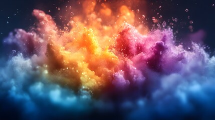 Naklejka premium A vibrant explosion of colors bursts forth in a mesmerizing display, creating a beautiful and dynamic abstract composition filled with energy and light.