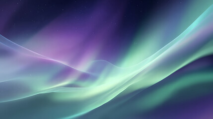 Abstract aurora with ethereal waves of glowing green and purple light