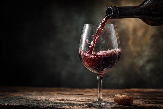 Red wine being poured into a glass