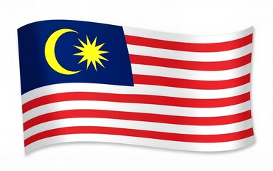 Waving ribbon or banner with flag of Malaysia. High quality