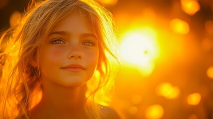 Fototapeta premium People Portrait Content Cute Little Girl With Smile