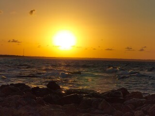 Blue waves under a glowing sky in Egypt