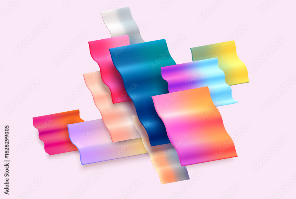 Aufkleber 33d wavy squares and rectangles in liquid glass style. transparent frame for text with geometric sha