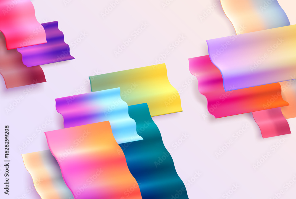 Aufkleber 3d wavy squares and rectangles in liquid glass style. transparent frame for text with geometric shap