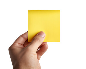 Hand holding a yellow square note