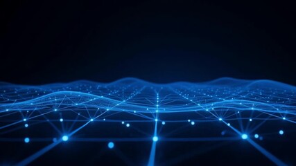 Dynamic blue network pulsing with data, a modern tech landscape for innovation and digital transformation projects. AI generative video - Powered by Adobe