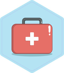 Obraz premium First-Aid Kit Hexagon Medical Icon Flat Vector Badge for Healthcare UI, Emergency Services Infographics