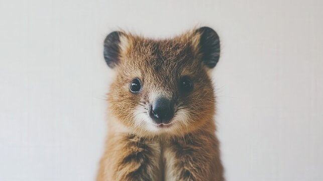 Smiling cute quokka standing on isolated background
