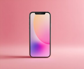 3D Render of Blank Smartphone Mockup on Minimal Pink Background