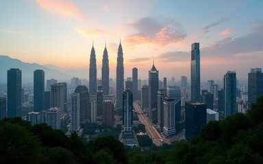 Obraz premium Panorama of Kuala Lumpur in the morning. High quality