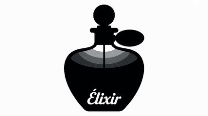 Fototapeta premium Elegant black and white perfume bottle silhouette illustration for branding and design