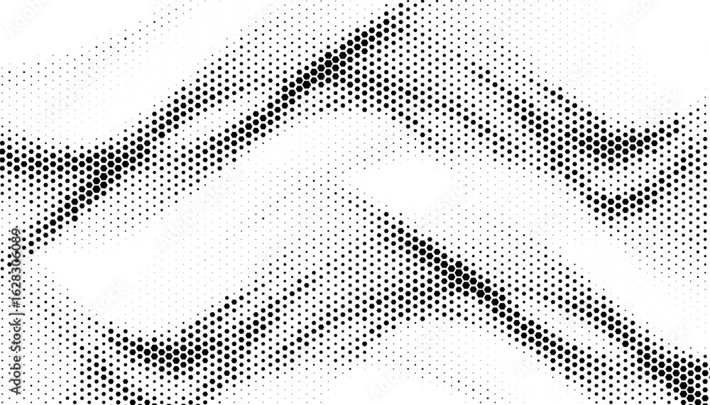 Poster smooth halftone pattern with hexagon shape on black and white. sporty background and design element.