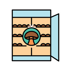 mushroom growing room color line icon for digital and print projects.