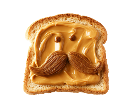 Peanut butter toast with moustache shape