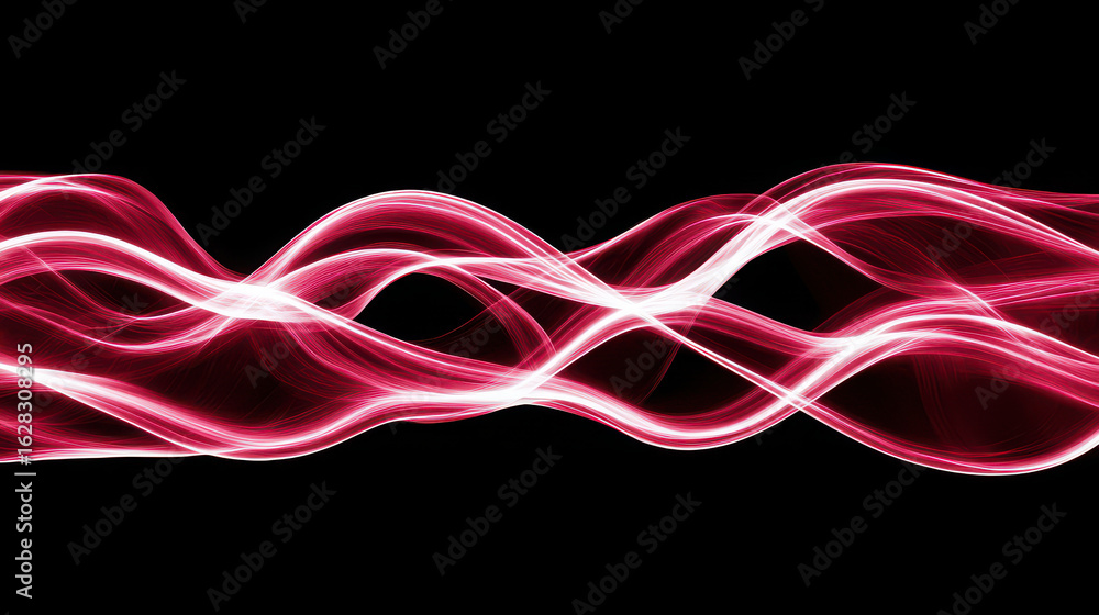 Aufkleber horizontal vibrant red flowing fractal waves background. abstract science and technology concept. en