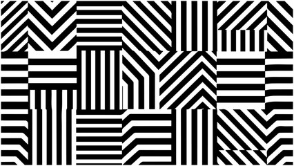 Zebra stripe patchwork pattern. Black and white seamless animal print grid.
