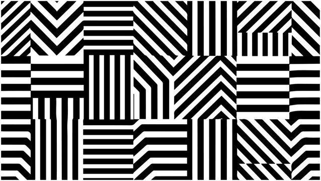 Zebra stripe patchwork pattern. Black and white seamless animal print grid.
