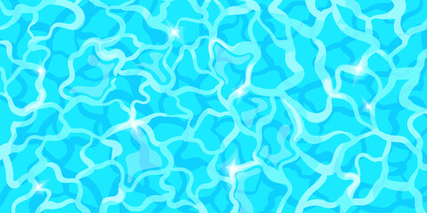 Pool water top view. Sea ripple texture, ocean wave surface blue river lake above underwater bottom cartoon background, swimming liquid summer sun light neat vector illustration