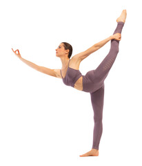 Young woman doing yoga or dance exercise