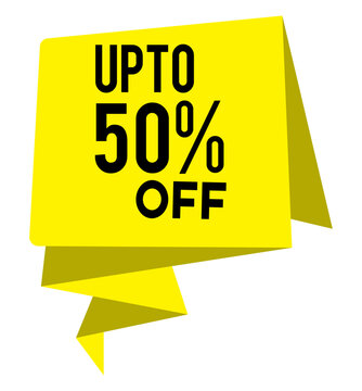 up to 50% off limited time promotion banner, special discount sale sticker, price reduction deal announcement vector graphic