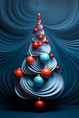 Neon geometric shapes create a vibrant backdrop for a unique Christmas tree design during the festive season