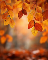 Fototapeta premium Vibrant Autumn Leaves on Forest Floor with Warm Glow