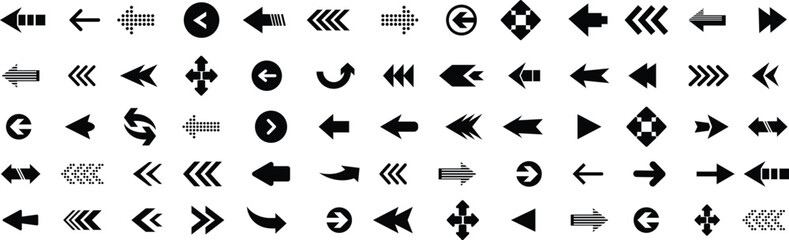 Arrow icon set, arrow cursor.  Modern simple arrows.  collection, different arrow signs, black arrows icons. Vector illustration. © New styles 