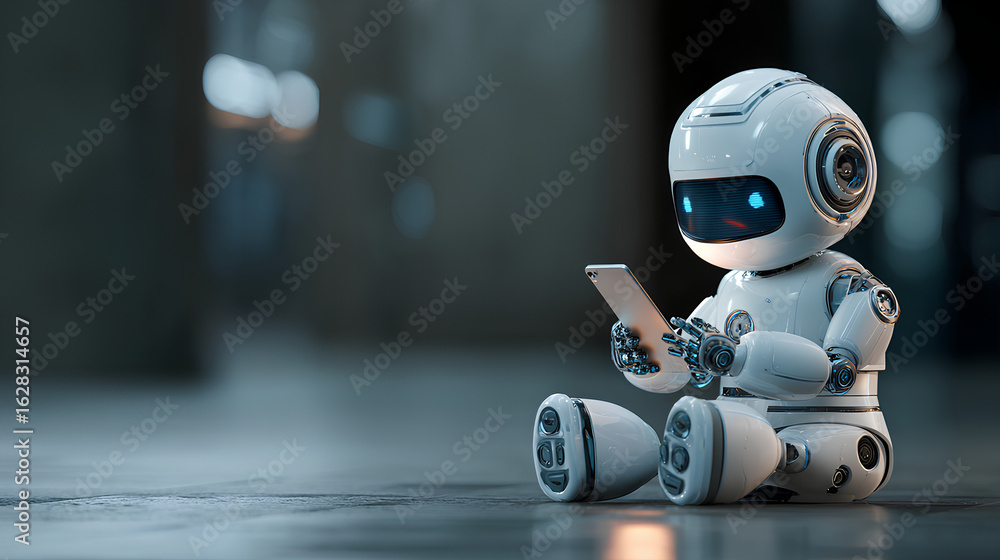 Poster chatbot ai artificial intelligence technology virtual conversation assistant support mobile smart ph