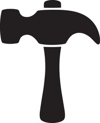 Black Silhouette of a Claw Hammer Tool for Construction and Carpentry Work on an Isolated Background