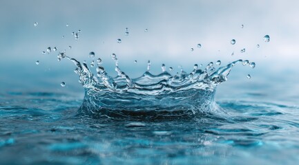 Water splash, crown-like form, on still water surface