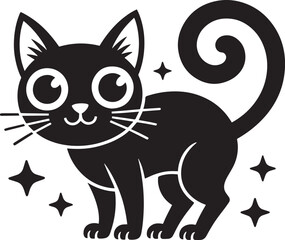 Charming Black Cat Silhouette Vector Graphic A Playful Feline Design for Various Creative Applications