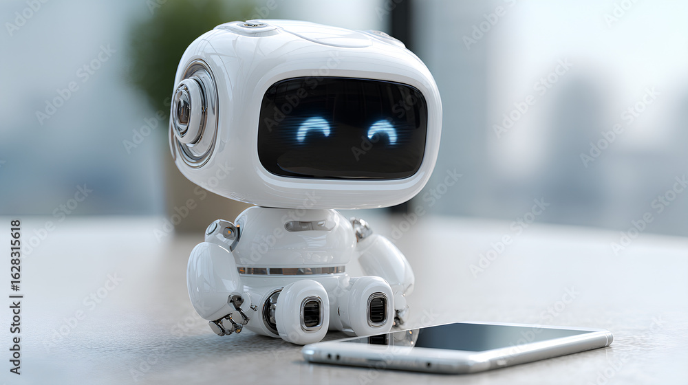 Poster chatbot ai artificial intelligence technology virtual conversation assistant support mobile smart ph