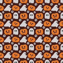 Naklejka premium Floating Pumpkin Ghosts Say Boo