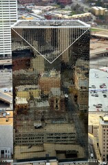 All glass window son a office building