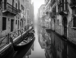 Fototapeta premium Misty Venice canal scene
