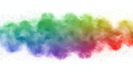 Abstract Rainbow Color Powder Explosion on White Background
