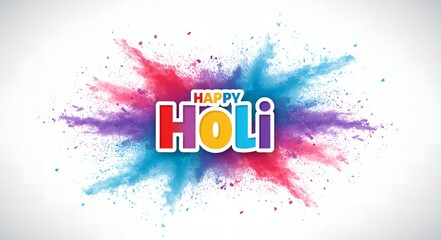 Happy Holi Celebration with Colorful Powder Explosion