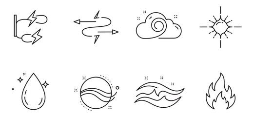 Fototapeta premium Simple outline icons representing various natural elements and renewable resources