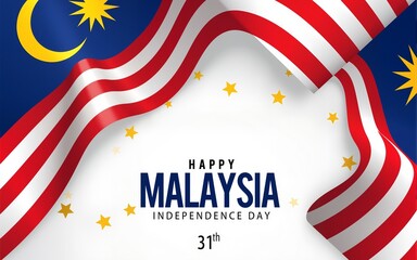 Happy Malaysia Independence Day August 31th Celebration Vector Design Illustration. Template for Poster, Banner, Advertising, Greeting Card or Print Design Element. High quality
