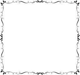 Vintage Ornamental Frame – Elegant Black Border, PNG, 300 DPI 