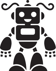 Friendly Robot Character Illustration with Antennae and Rounded Limbs on Transparent Background Design