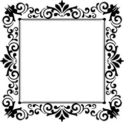 Vintage Ornamental Frame – Elegant Black Border, PNG, 300 DPI 