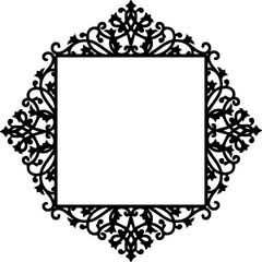 Vintage Ornamental Frame – Elegant Black Border, PNG, 300 DPI 