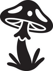Mushroom with Spots and Grass Illustration for Nature and Forest Theme Designs and Decoration
