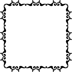 Vintage Ornamental Frame – Elegant Black Border, PNG, 300 DPI 