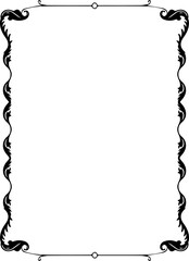 Vintage Ornamental Frame – Elegant Black Border, PNG, 300 DPI 
