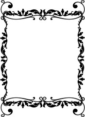 Vintage Ornamental Frame – Elegant Black Border, PNG, 300 DPI 
